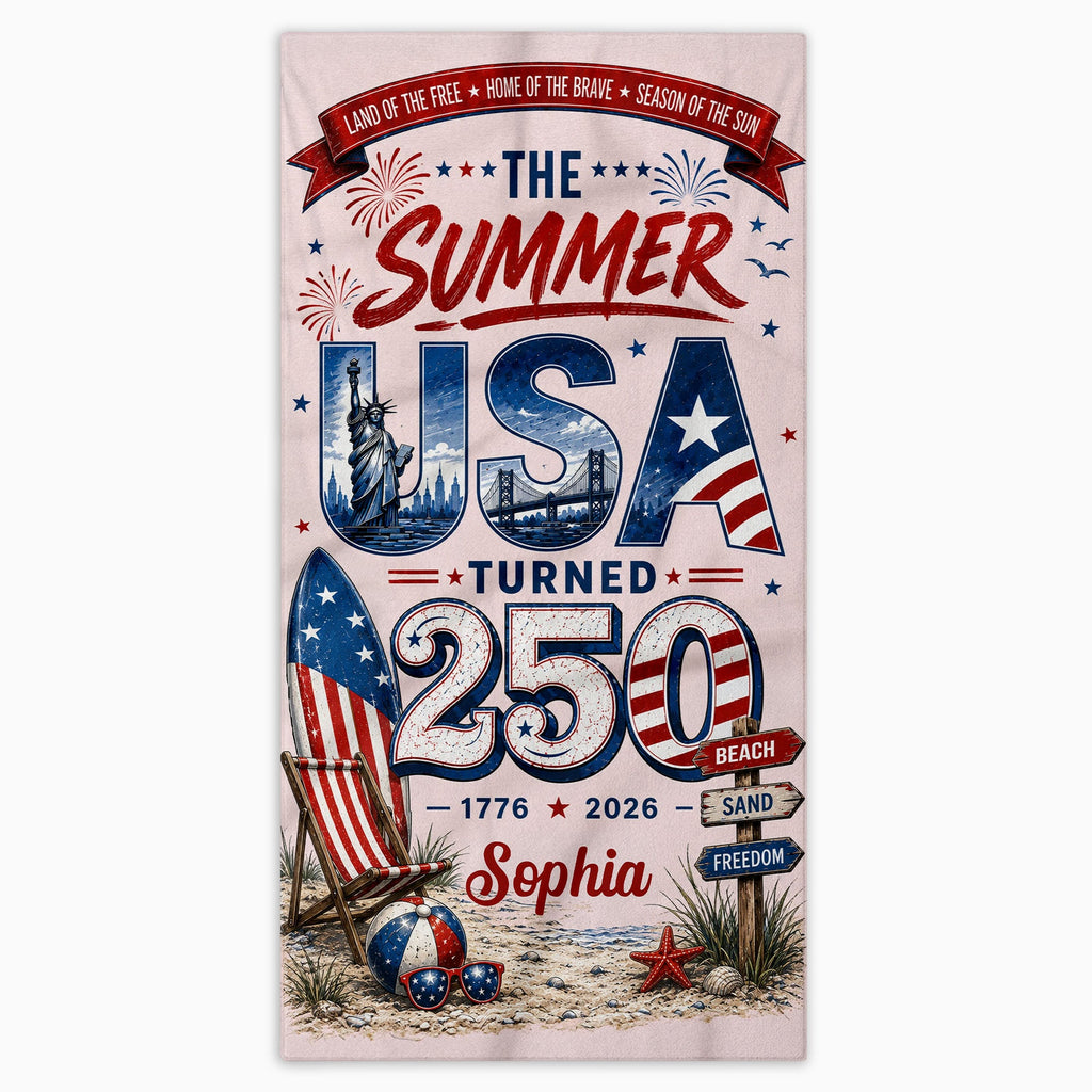 Personalized Microfiber Beach Towel Custom Design USA Gift Beach Towels GradoCreations
