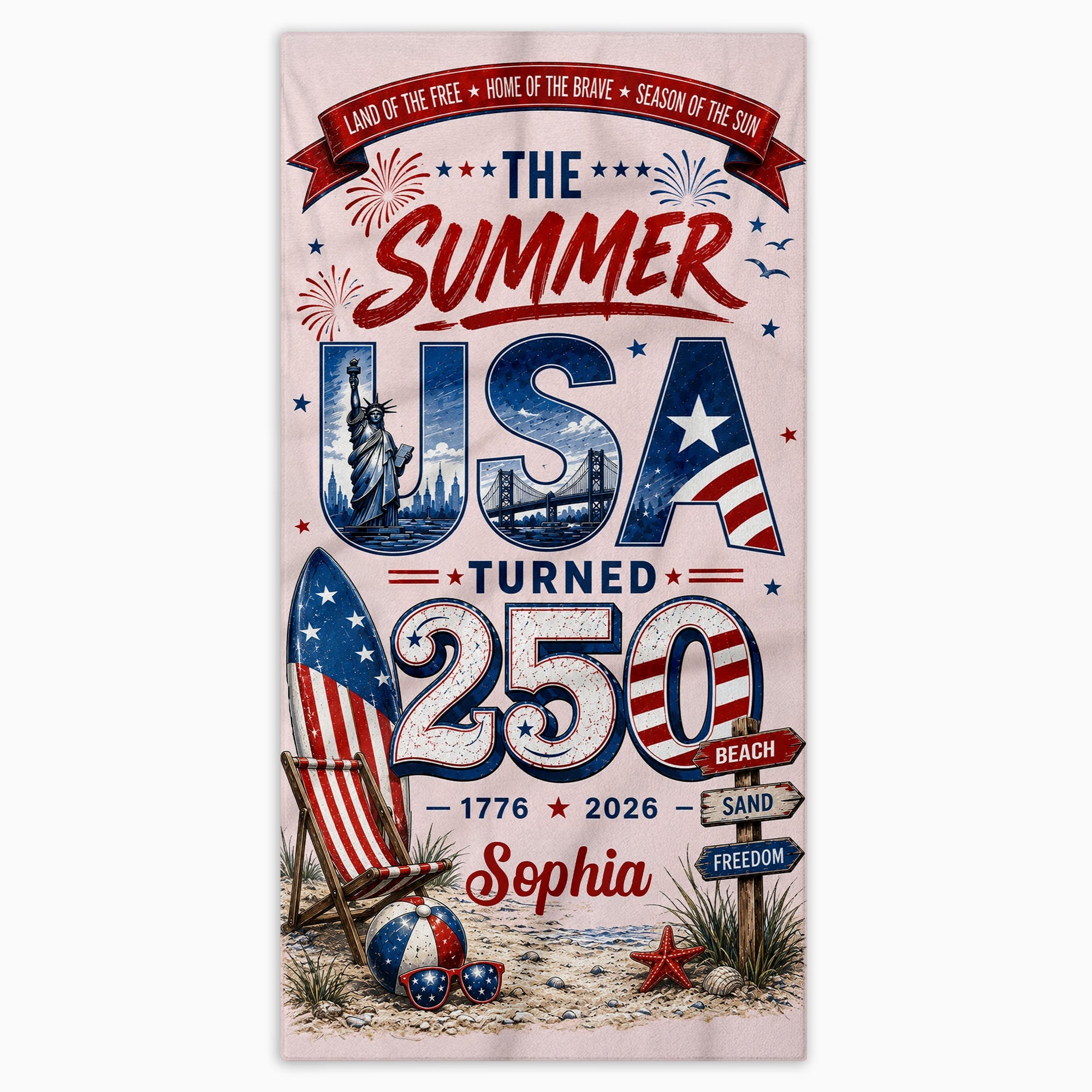 Personalized Microfiber Beach Towel Custom Design USA Gift Beach Towels GradoCreations