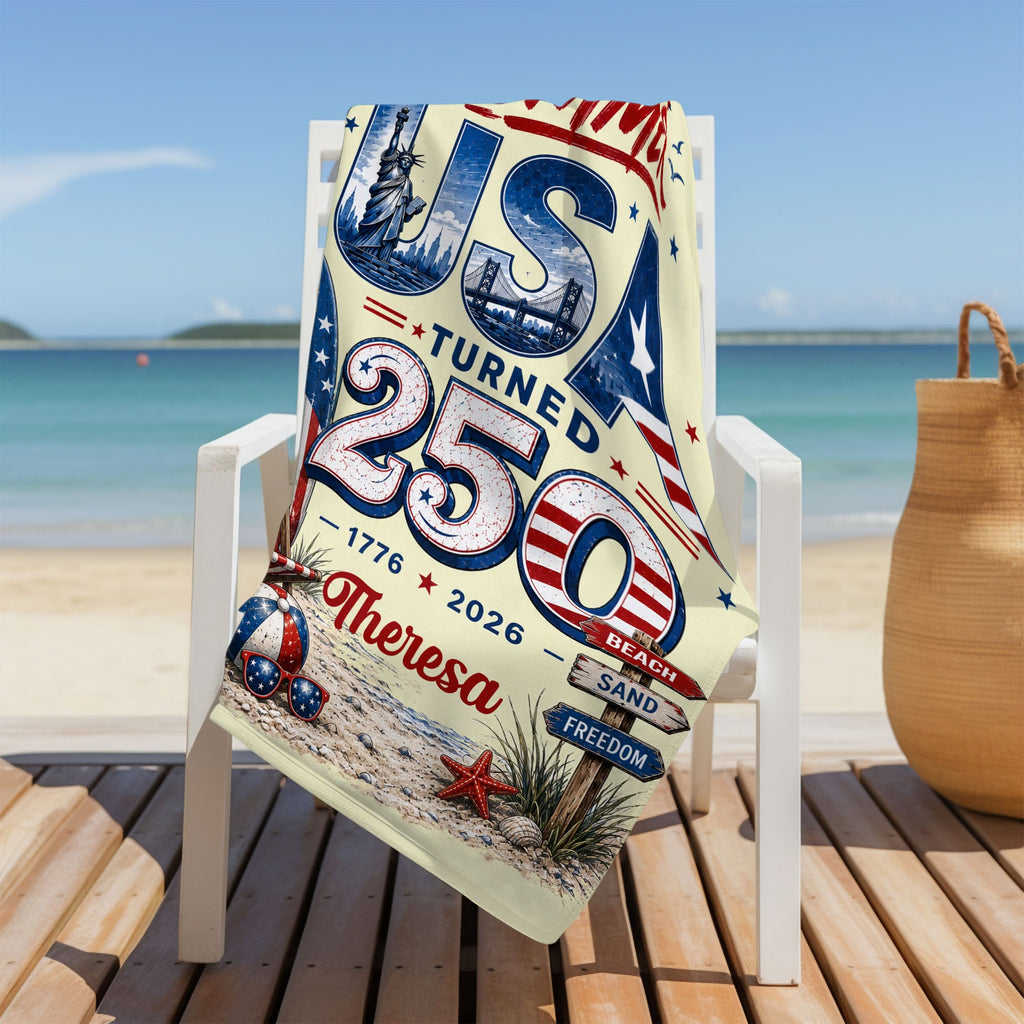 Personalized Microfiber Beach Towel Custom Design USA Gift Beach Towels GradoCreations