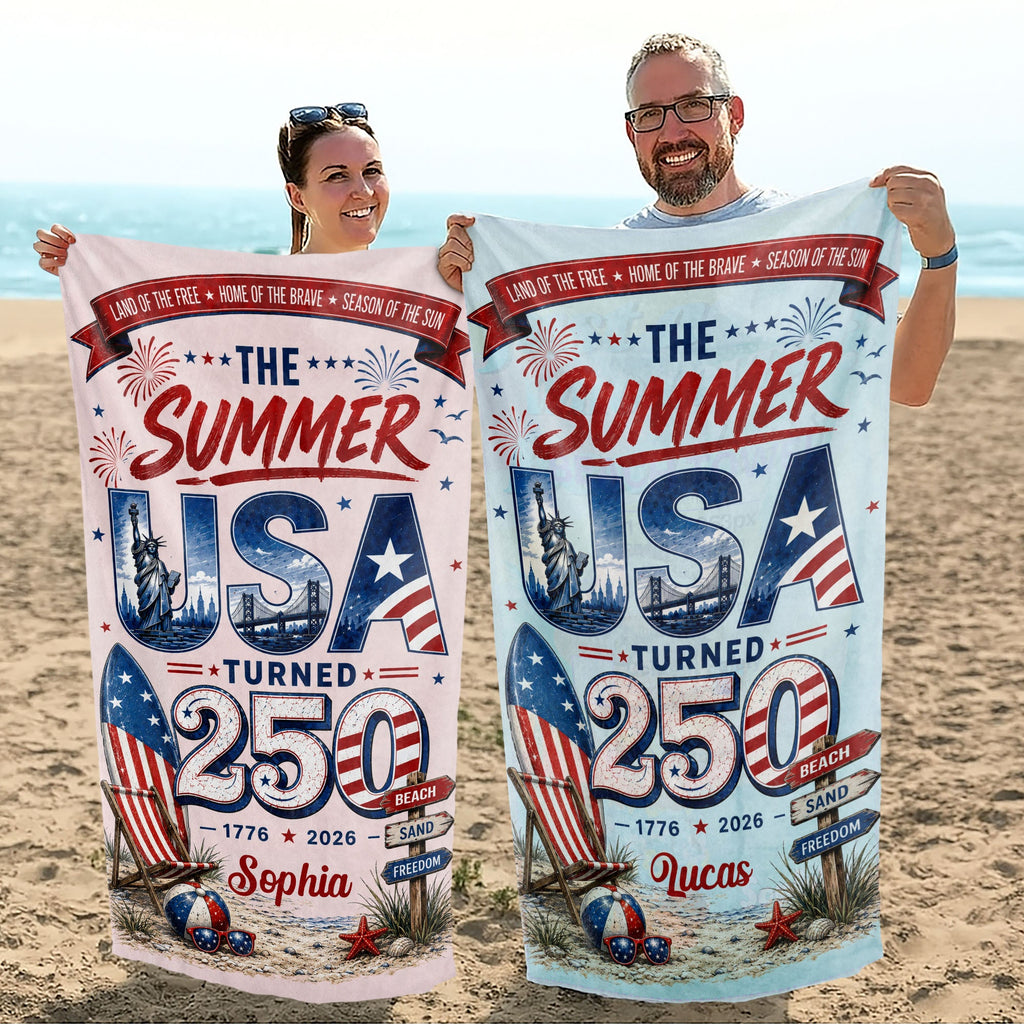 Personalized Microfiber Beach Towel Custom Design USA Gift Beach Towels GradoCreations