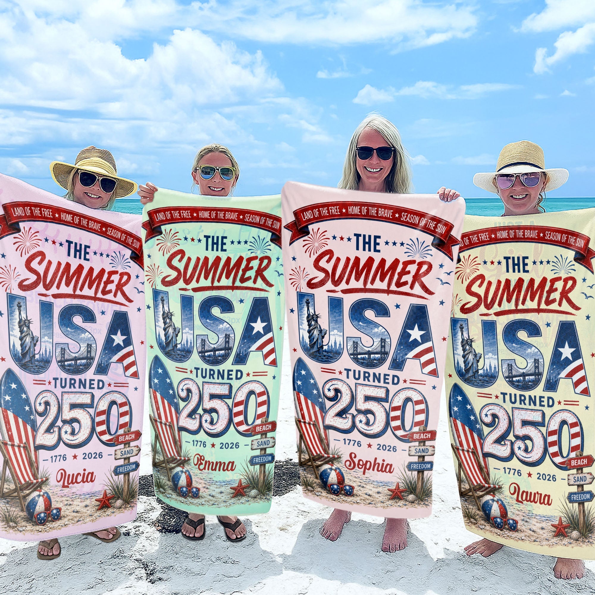 Personalized Microfiber Beach Towel Custom Design USA Gift Beach Towels GradoCreations