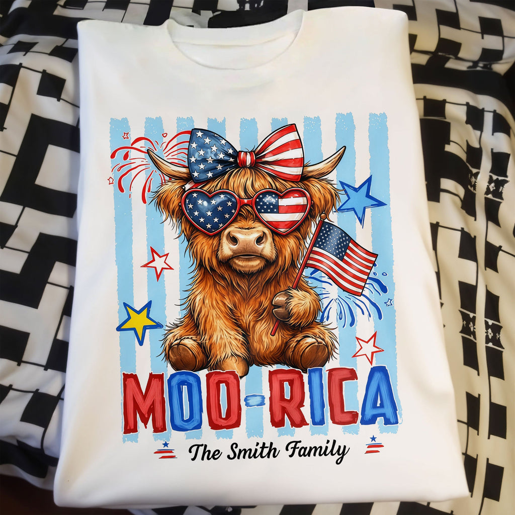 Personalized Highland Cow T-Shirt & Hoodie Gift for 4th of July Shirt GradoCreations