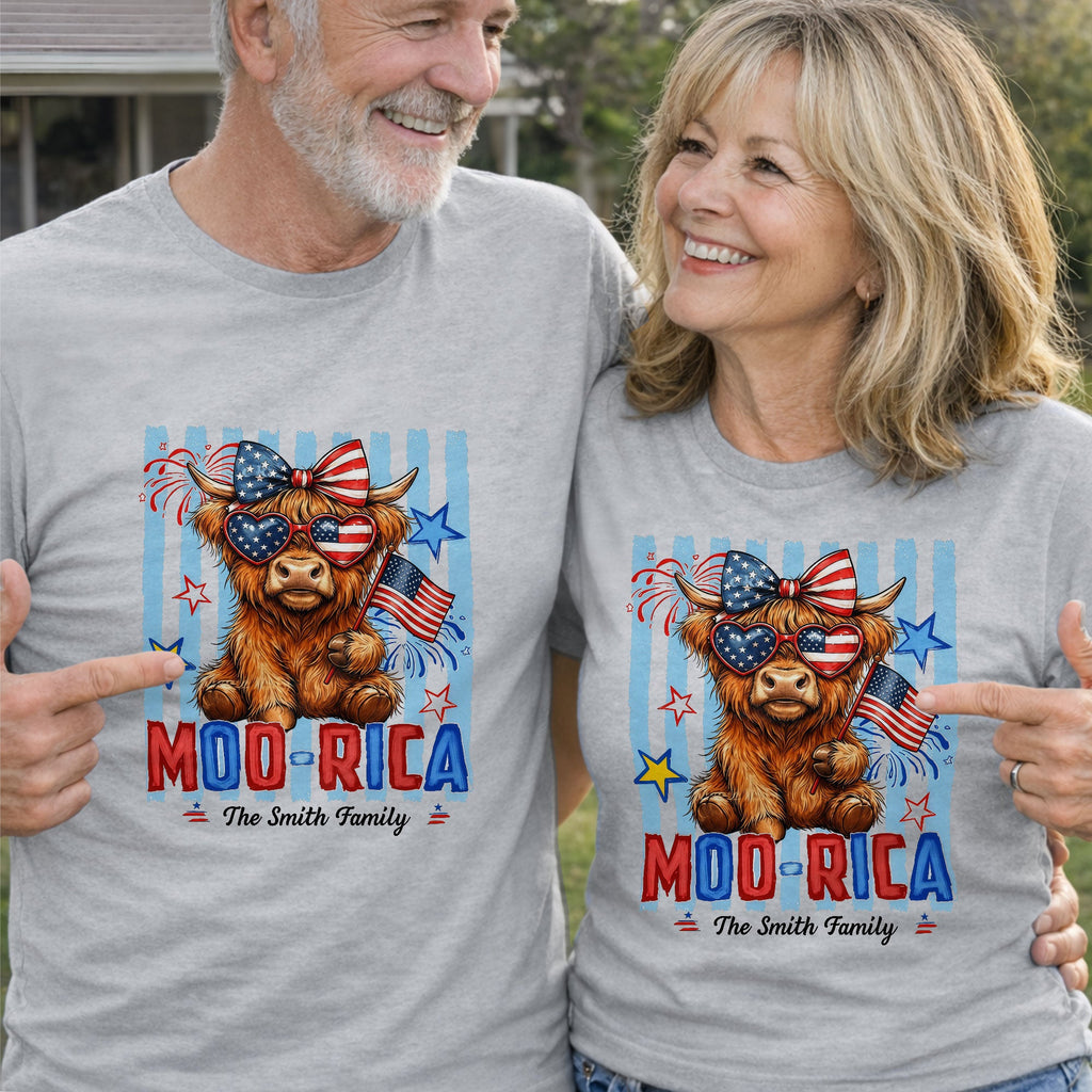 Personalized Highland Cow T-Shirt & Hoodie Gift for 4th of July Shirt GradoCreations