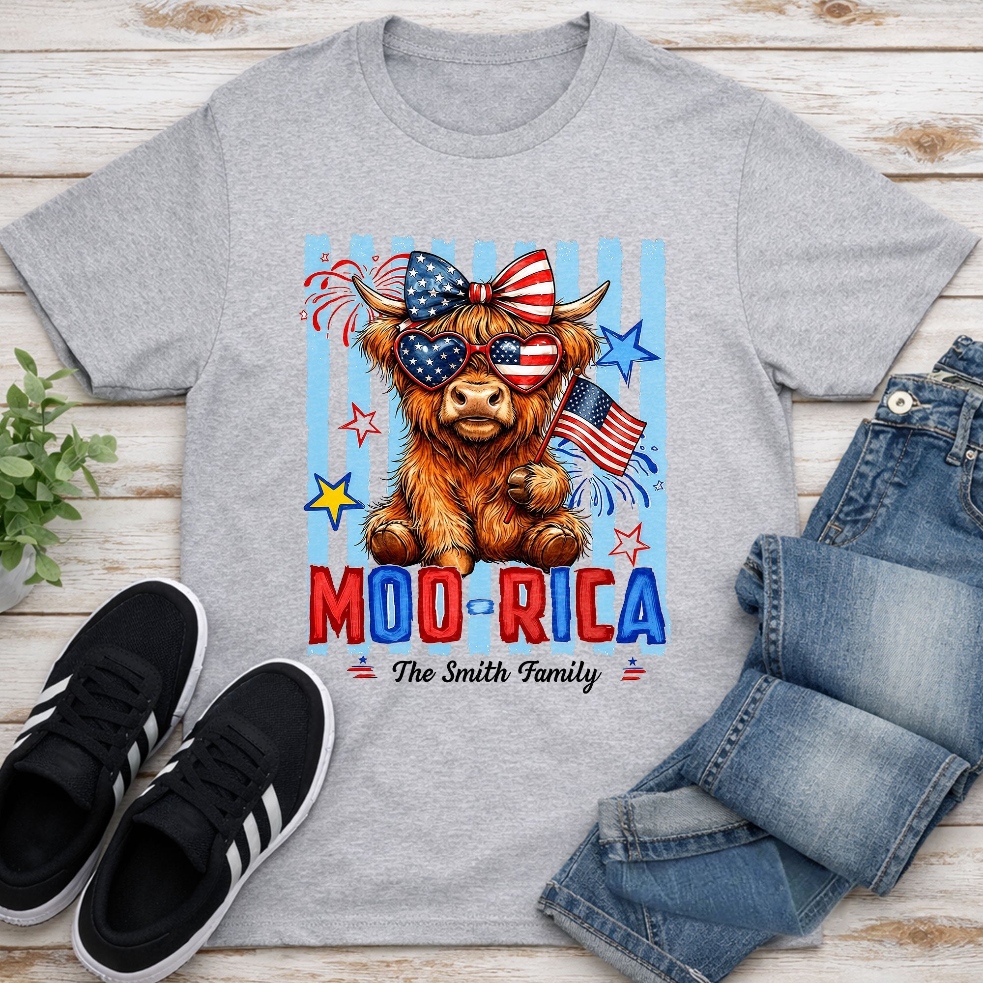 Personalized Highland Cow T-Shirt & Hoodie Gift for 4th of July Shirt GradoCreations