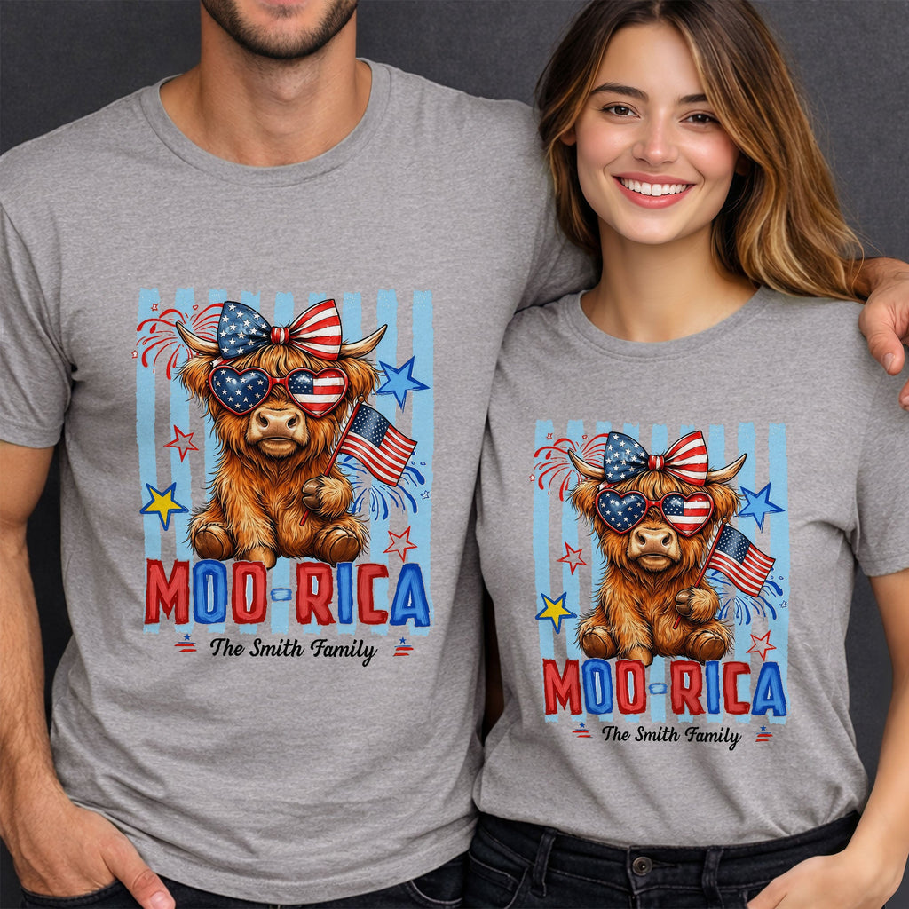 Personalized Highland Cow T-Shirt & Hoodie Gift for 4th of July Shirt GradoCreations