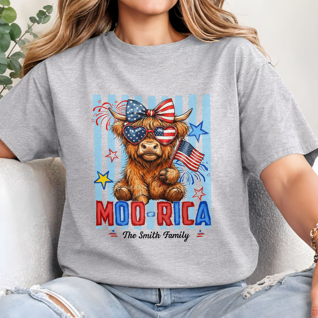 Personalized Highland Cow T-Shirt & Hoodie Gift for 4th of July Shirt GradoCreations