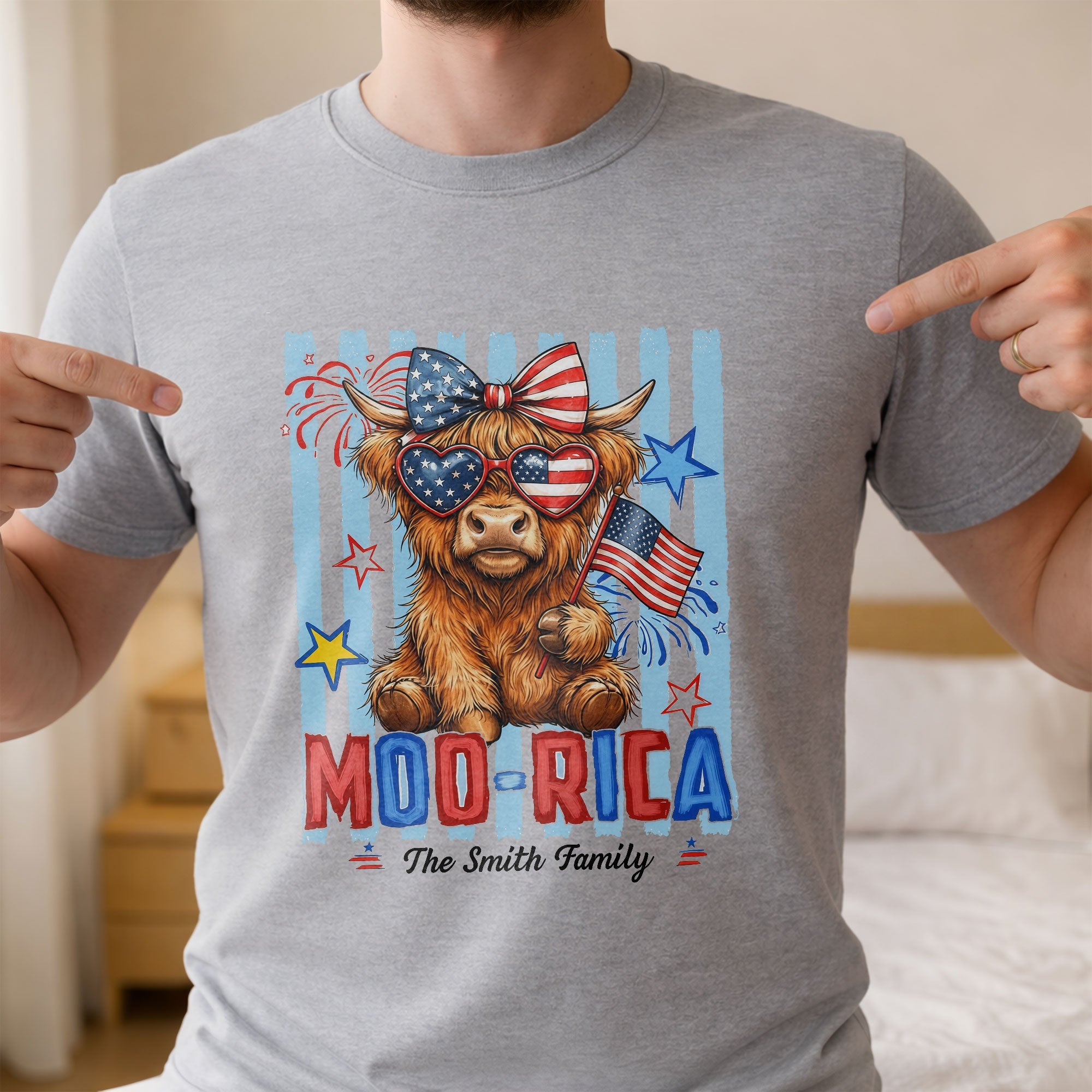 Personalized Highland Cow T-Shirt & Hoodie Gift for 4th of July Shirt GradoCreations