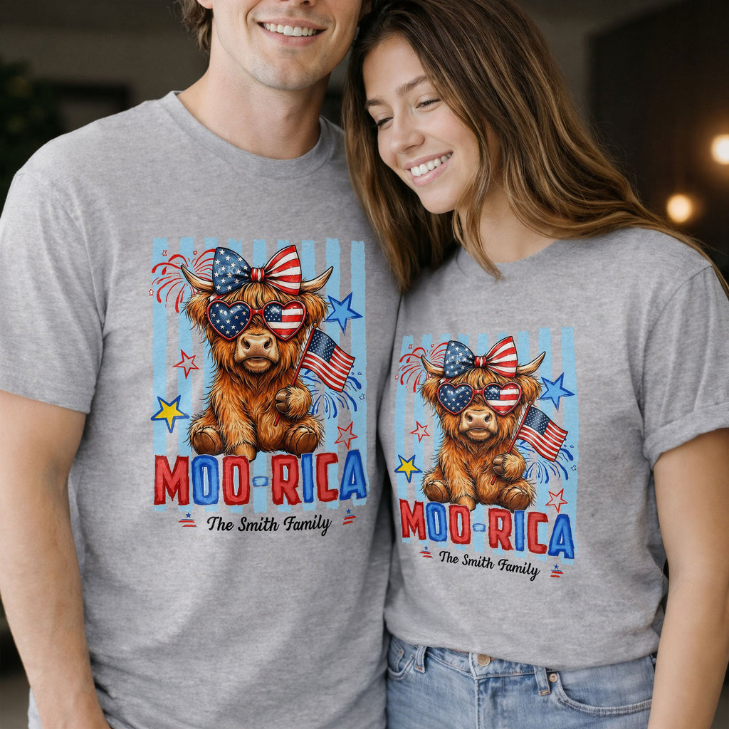Personalized Highland Cow T-Shirt & Hoodie Gift for 4th of July Shirt GradoCreations