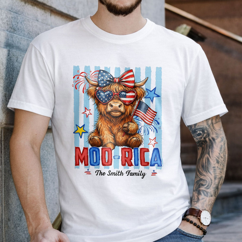 Personalized Highland Cow T-Shirt & Hoodie Gift for 4th of July Shirt GradoCreations