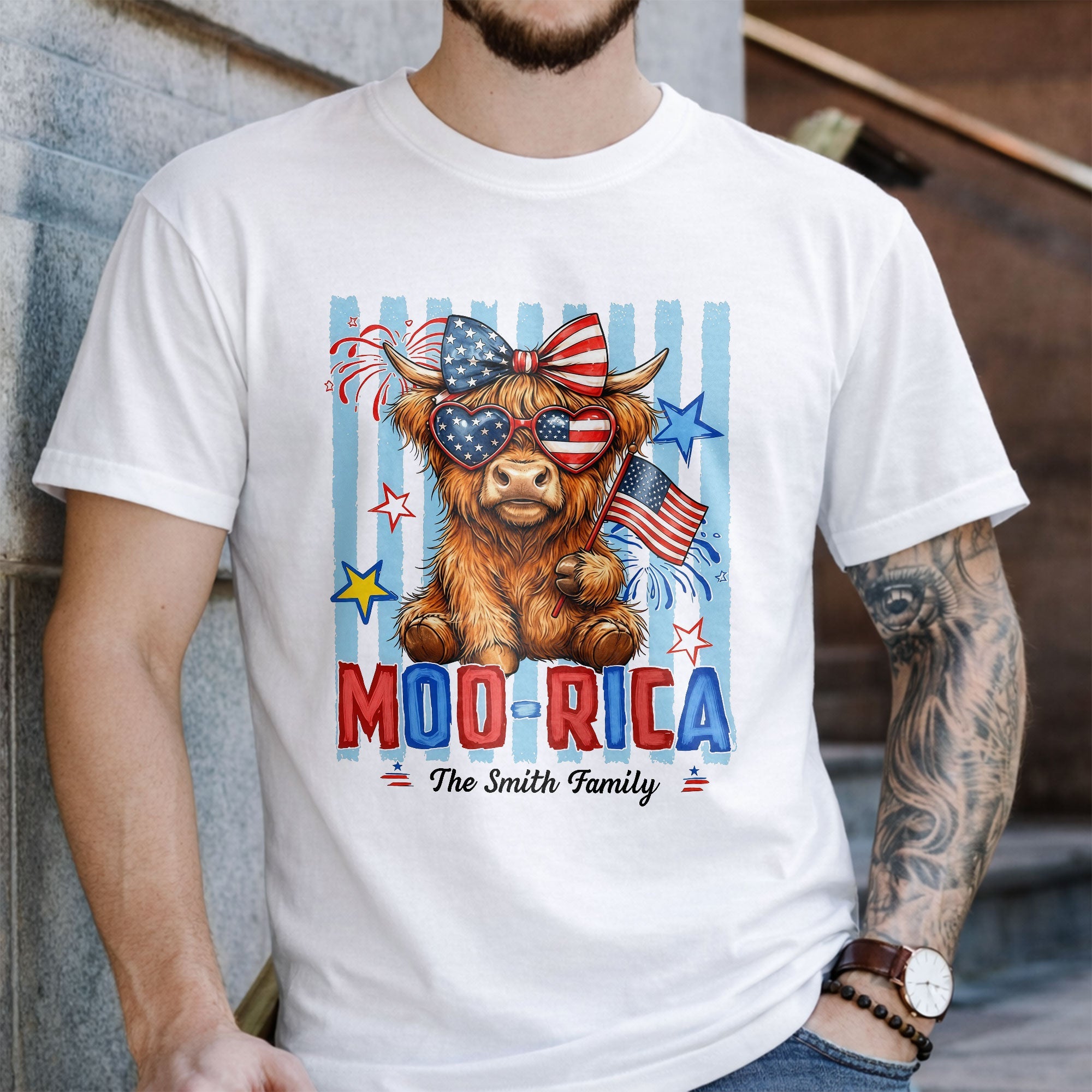 Personalized Highland Cow T-Shirt & Hoodie Gift for 4th of July Shirt GradoCreations