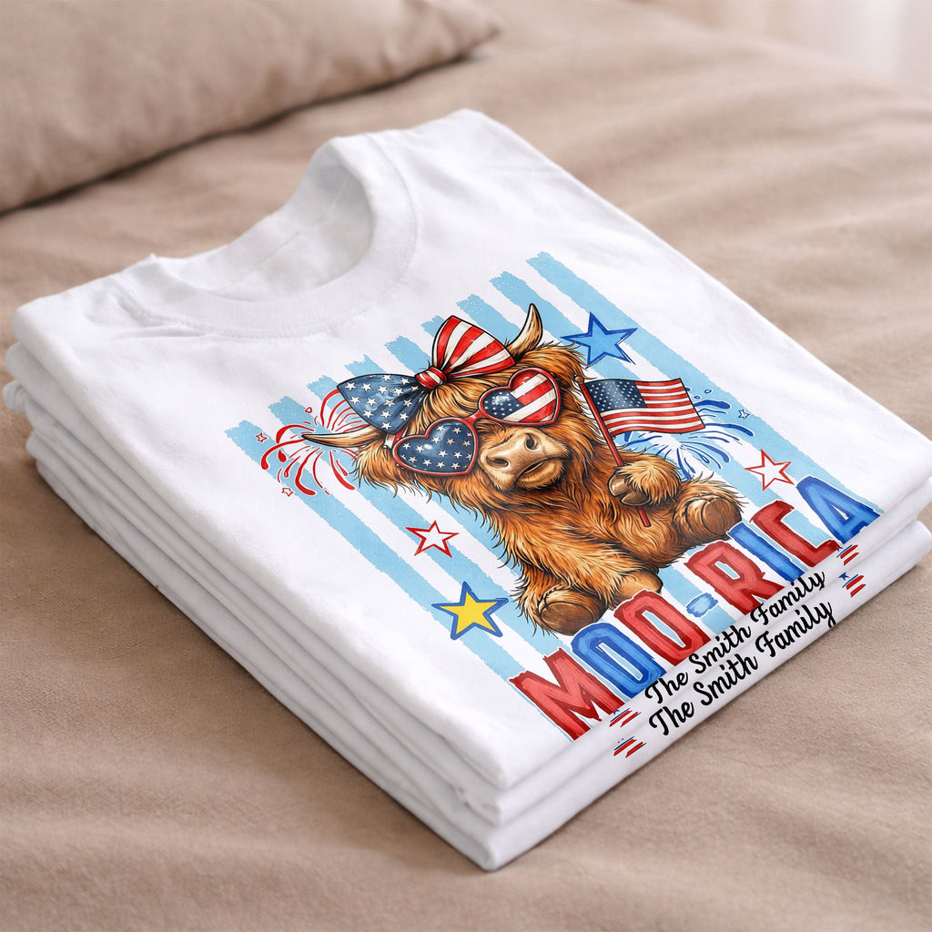 Personalized Highland Cow T-Shirt & Hoodie Gift for 4th of July Shirt GradoCreations