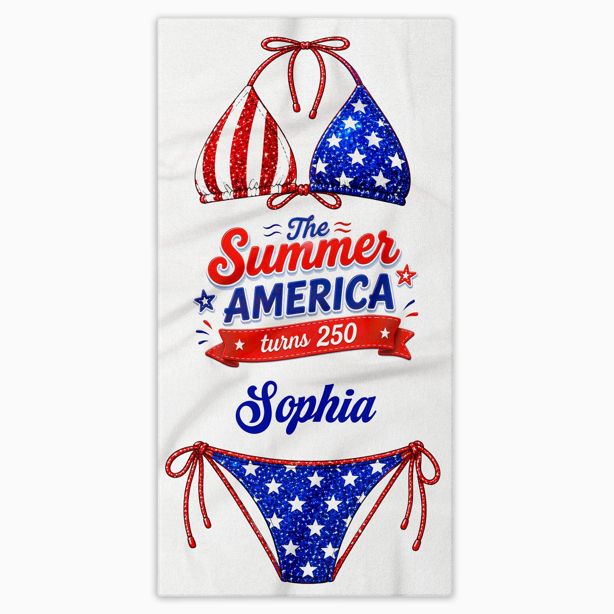 Personalized Microfiber Beach Towel Custom Name Stars Stripes Gift for Independence Day Beach Towels GradoCreations