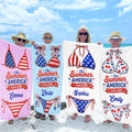 Personalized Microfiber Beach Towel Custom Name Stars Stripes Gift for Independence Day Beach Towels GradoCreations