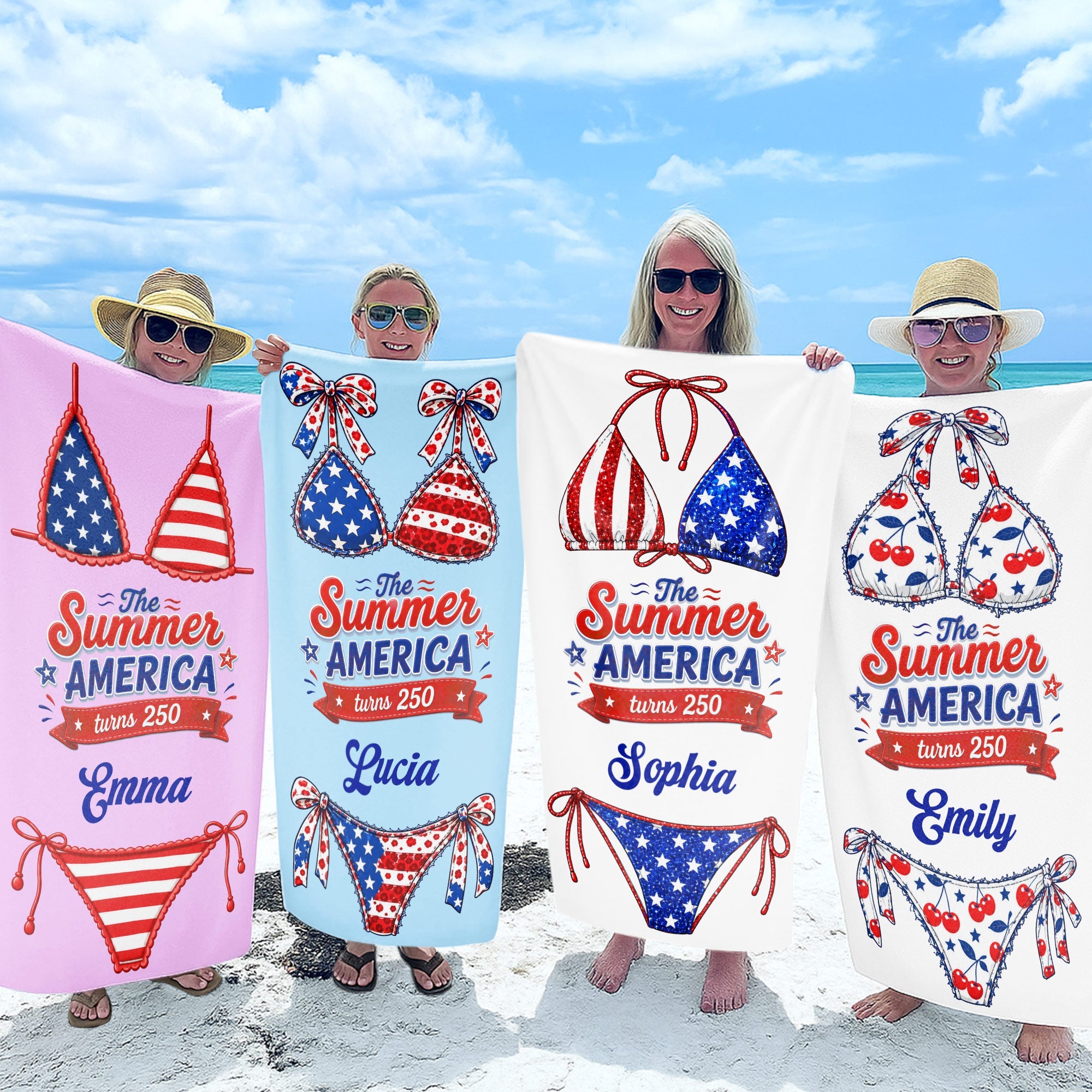 Personalized Microfiber Beach Towel Custom Name Stars Stripes Gift for Independence Day Beach Towels GradoCreations