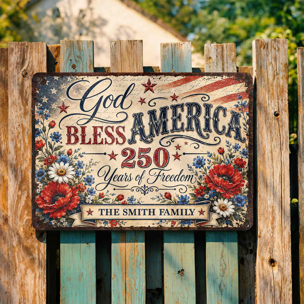 Personalized Metal Sign Custom Family Name 4th of July Gift Metal Sign GradoCreations