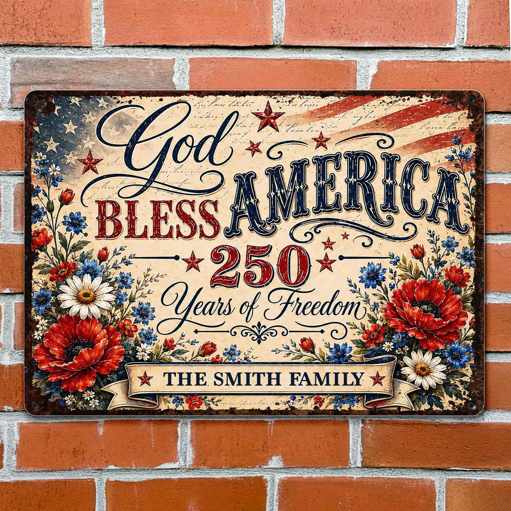Personalized Metal Sign Custom Family Name 4th of July Gift Metal Sign GradoCreations