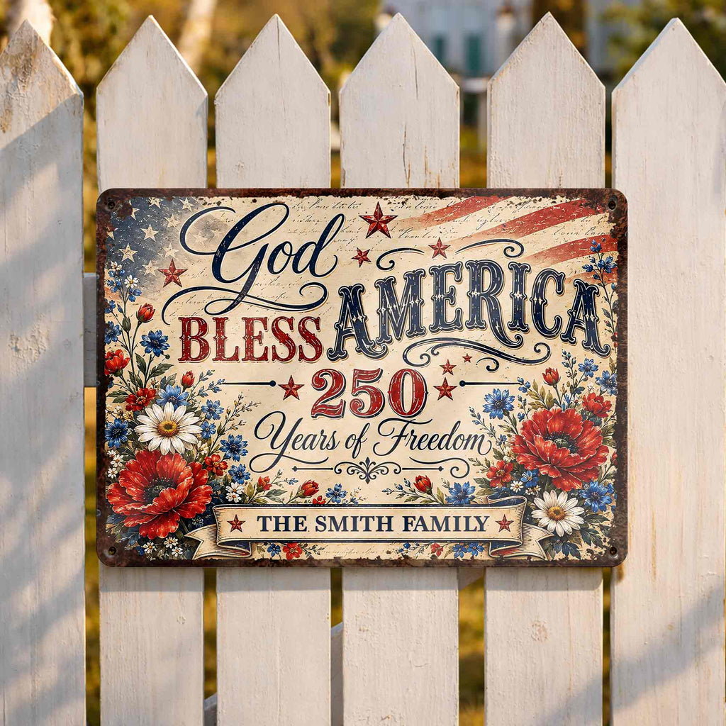 Personalized Metal Sign Custom Family Name 4th of July Gift Metal Sign GradoCreations