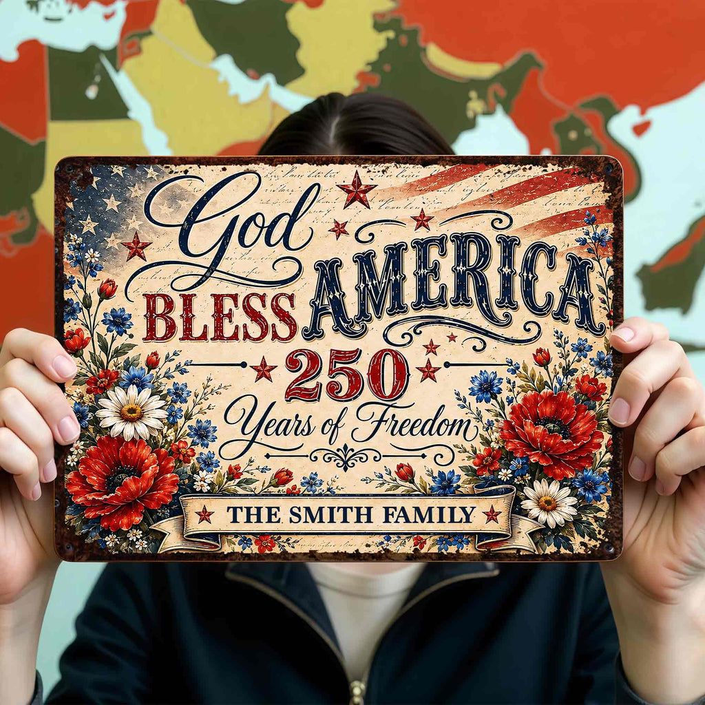 Personalized Metal Sign Custom Family Name 4th of July Gift Metal Sign GradoCreations