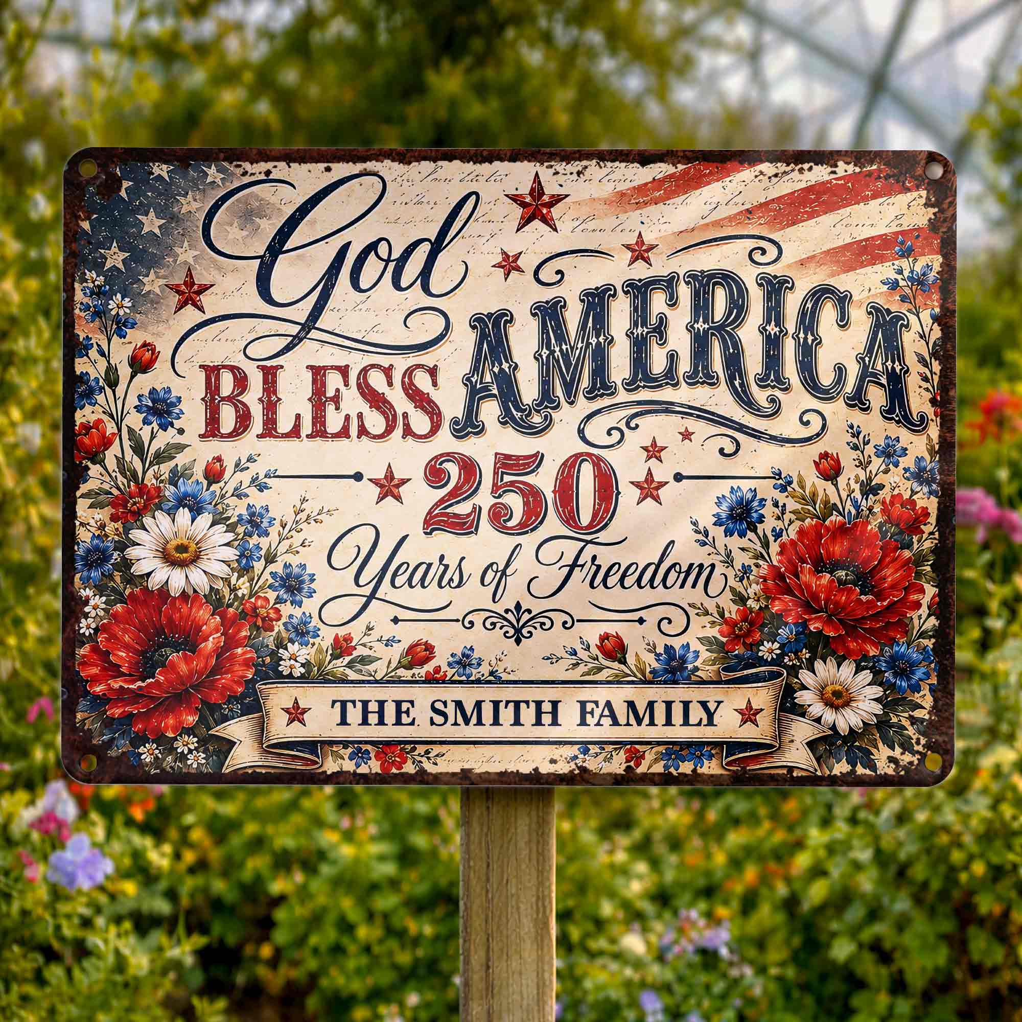 Personalized Metal Sign Custom Family Name 4th of July Gift Metal Sign GradoCreations