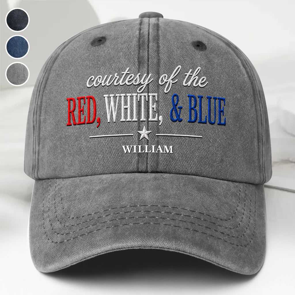 Personalized Washed Denim Cap Custom Name Patriotic Gift Washed Denim Cap GradoCreations