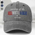 Personalized Washed Denim Cap Custom Name Patriotic Gift Washed Denim Cap GradoCreations