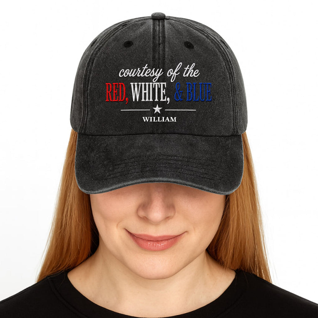 Personalized Washed Denim Cap Custom Name Patriotic Gift Washed Denim Cap GradoCreations