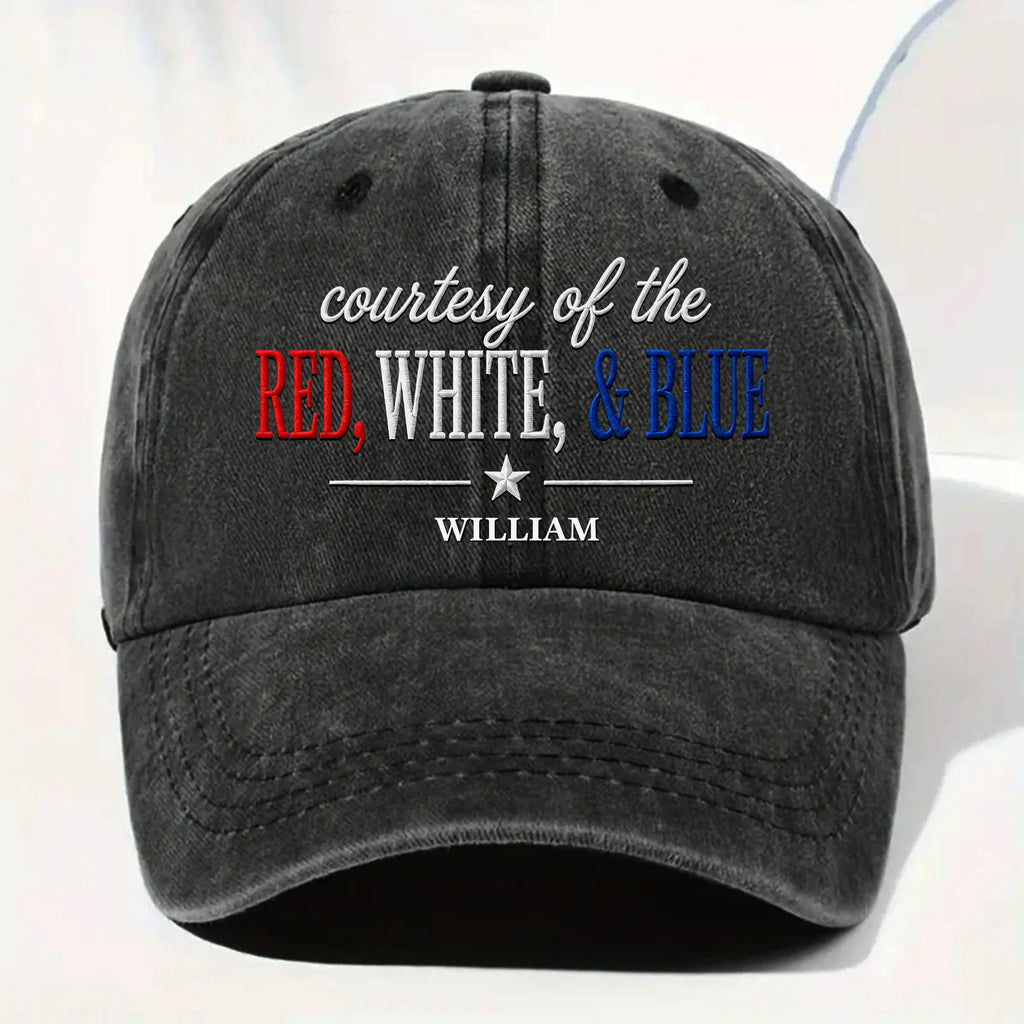Personalized Washed Denim Cap Custom Name Patriotic Gift Washed Denim Cap GradoCreations