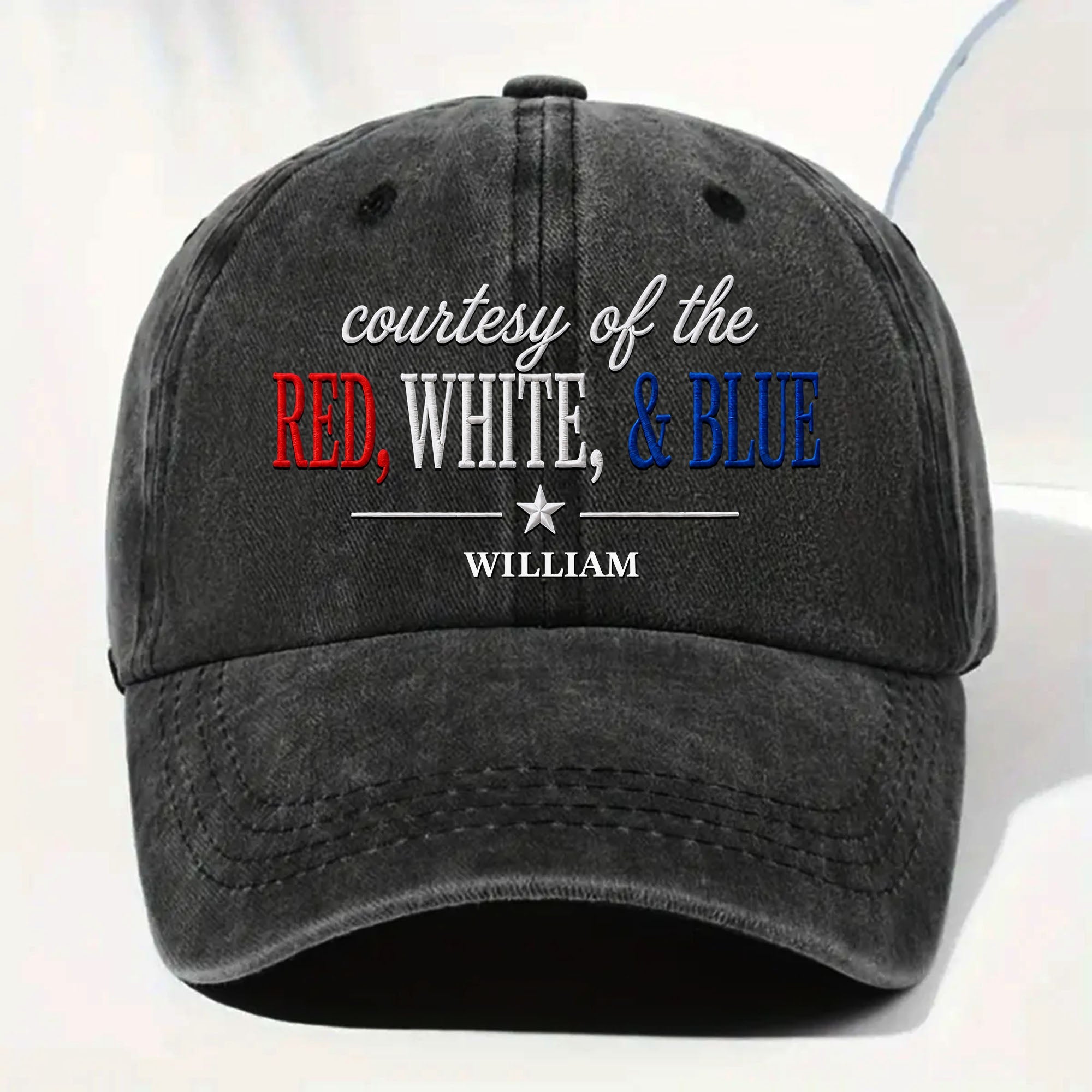 Personalized Washed Denim Cap Custom Name Patriotic Gift Washed Denim Cap GradoCreations