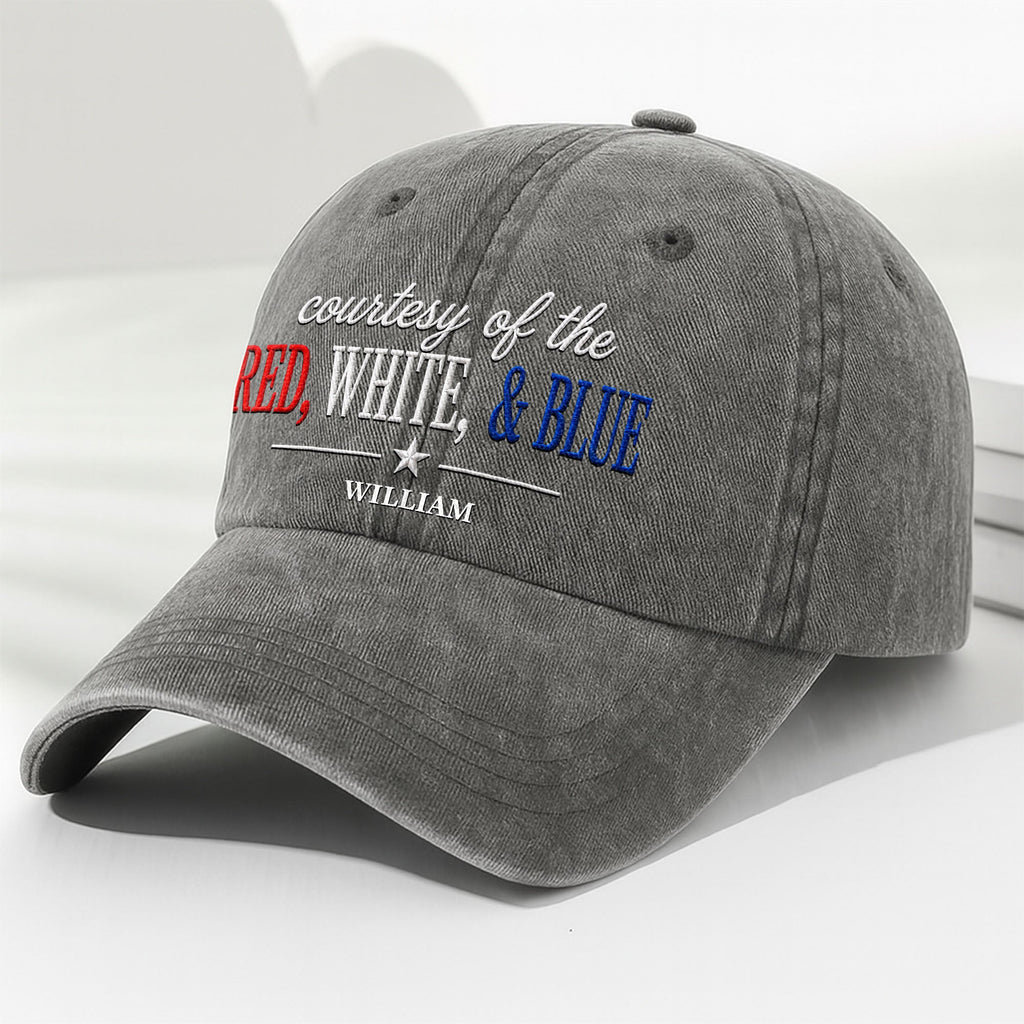 Personalized Washed Denim Cap Custom Name Patriotic Gift Washed Denim Cap GradoCreations
