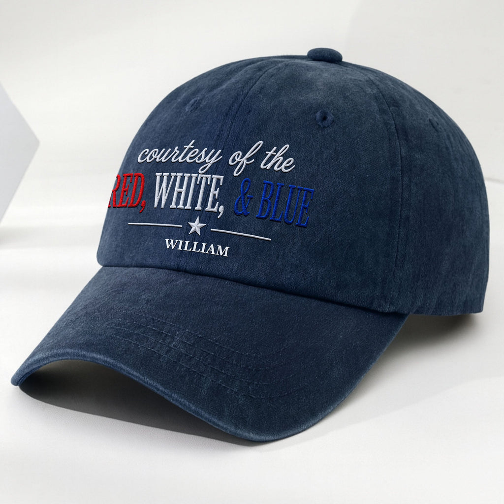Personalized Washed Denim Cap Custom Name Patriotic Gift Washed Denim Cap GradoCreations