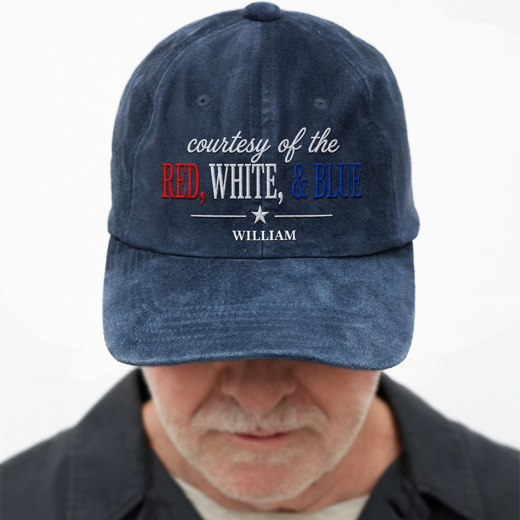 Personalized Washed Denim Cap Custom Name Patriotic Gift Washed Denim Cap GradoCreations