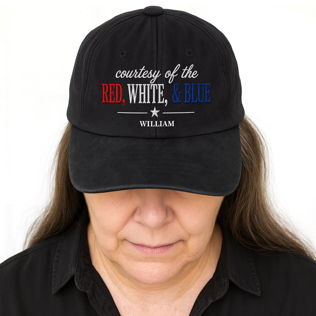 Personalized Washed Denim Cap Custom Name Patriotic Gift Washed Denim Cap GradoCreations