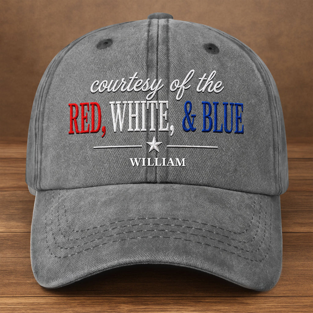 Personalized Washed Denim Cap Custom Name Patriotic Gift Washed Denim Cap GradoCreations