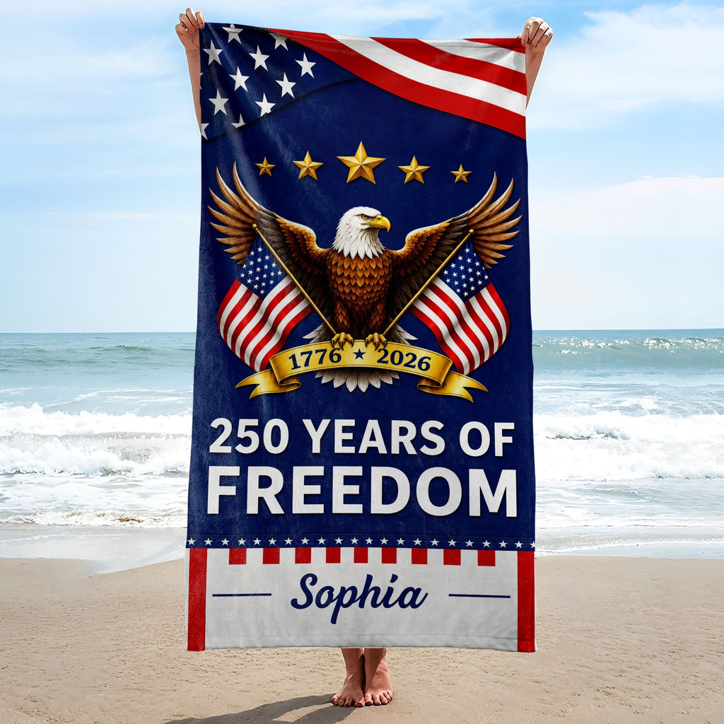 Personalized Microfiber Beach Towel USA Flag Gift for Dad Beach Towels GradoCreations
