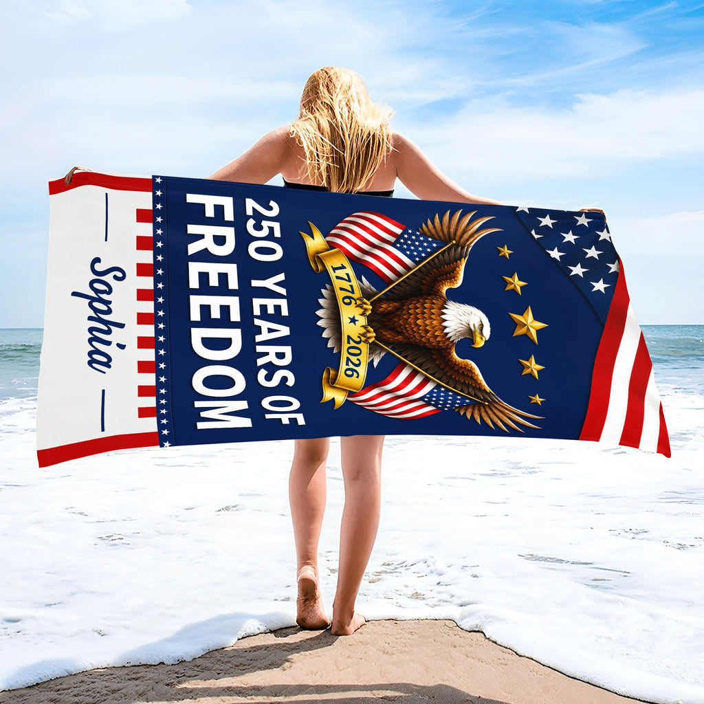 Personalized Microfiber Beach Towel USA Flag Gift for Dad Beach Towels GradoCreations
