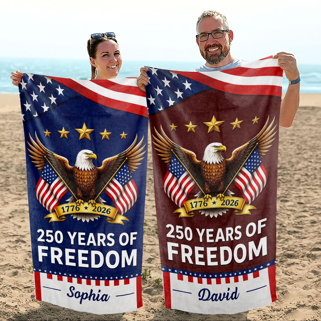 Personalized Microfiber Beach Towel USA Flag Gift for Dad Beach Towels GradoCreations
