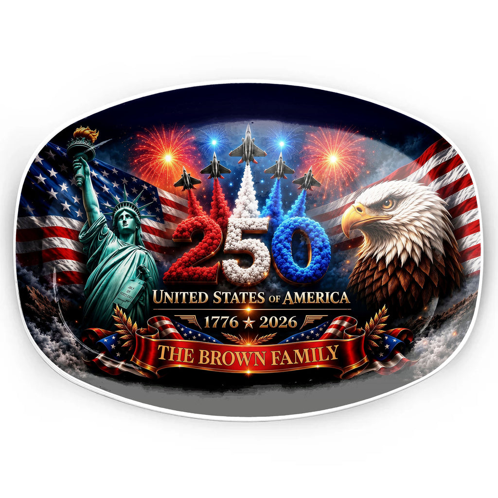 Personalized American Flag Custom Plate for 4th of July Gift Custom Plate GradoCreations