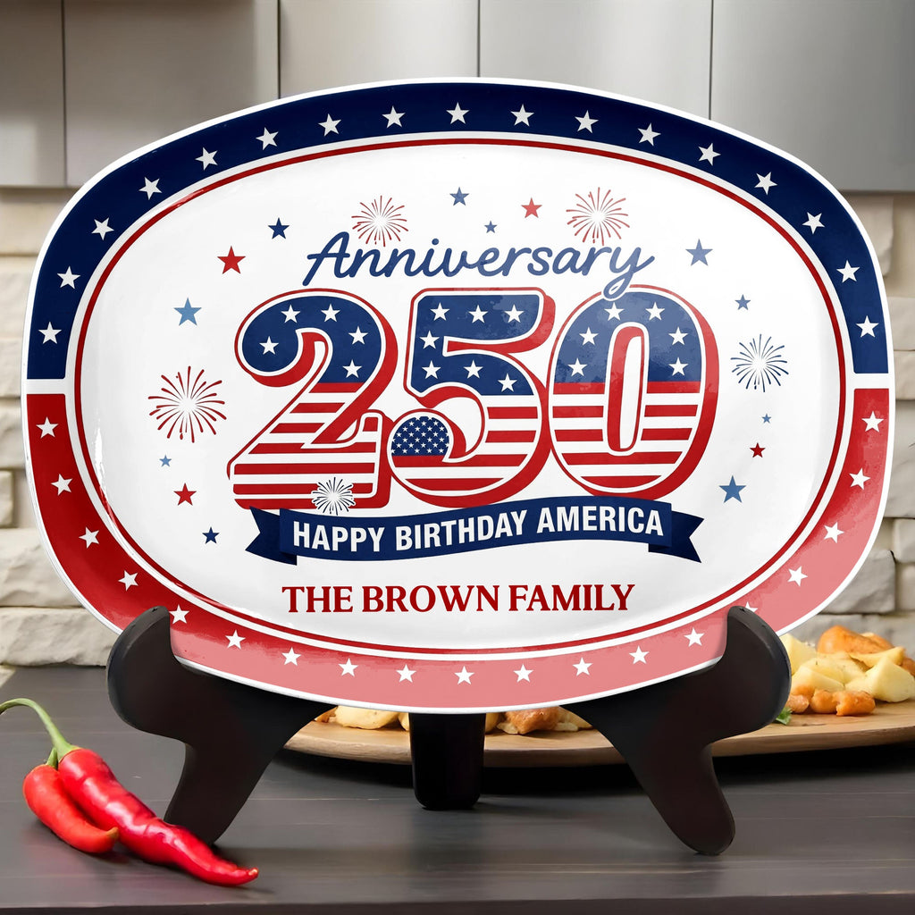 Personalized 4th of July Custom Family Name Plate Gift Custom Plate GradoCreations
