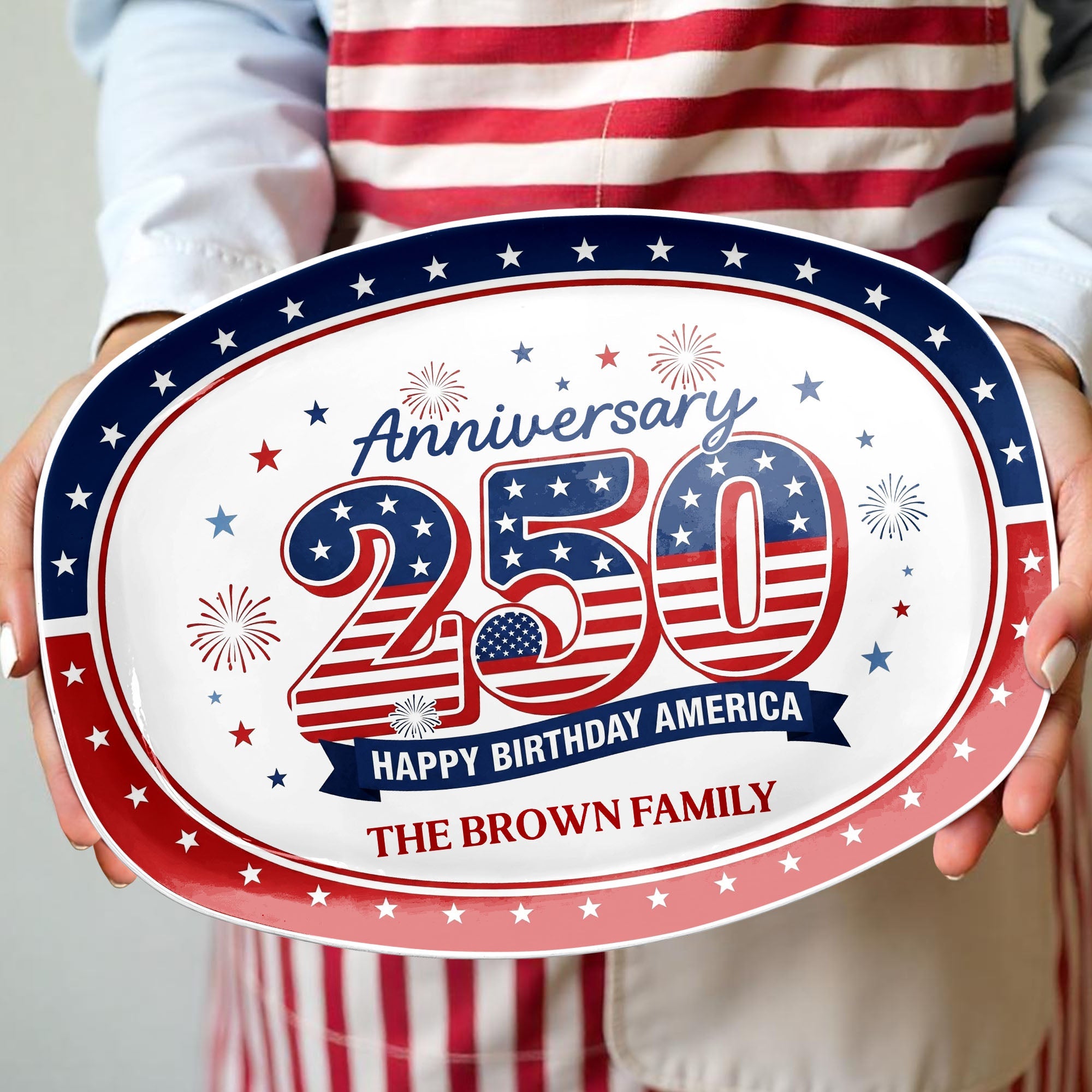 Personalized 4th of July Custom Family Name Plate Gift Custom Plate GradoCreations