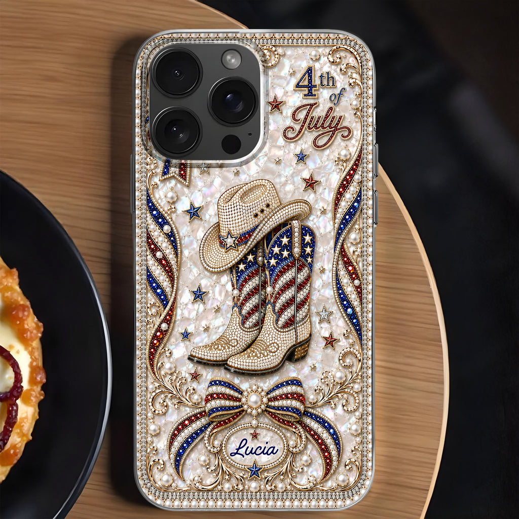 Personalized Clear Phone Case Custom Name for 4th of July Clear Phone Case GradoCreations