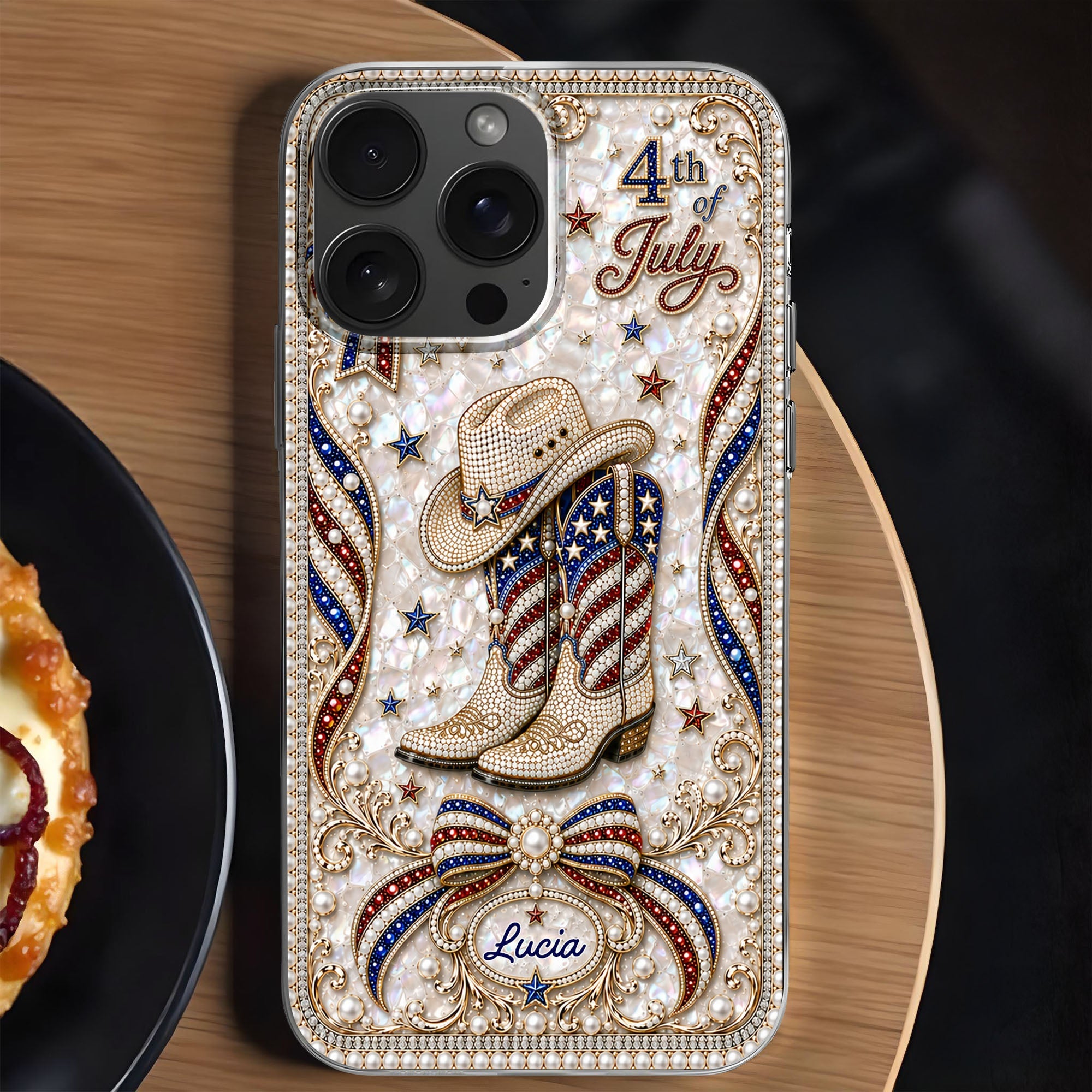 Personalized Clear Phone Case Custom Name for 4th of July