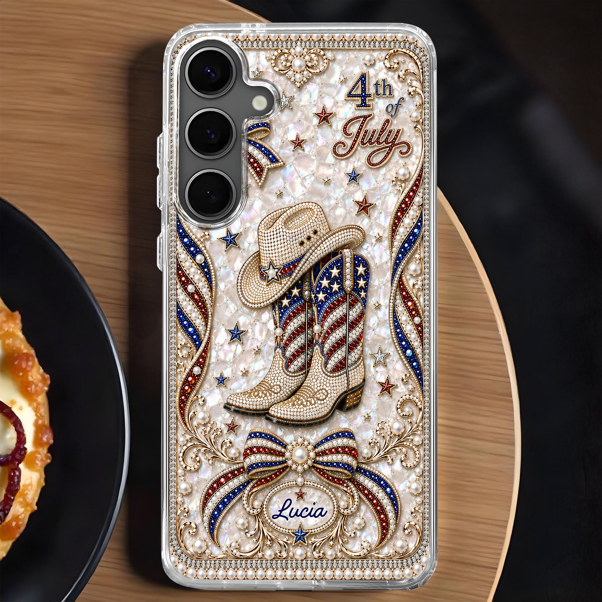 Personalized Clear Phone Case Custom Name for 4th of July