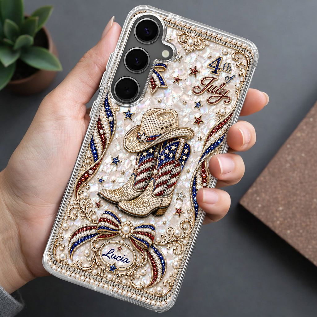 Personalized Clear Phone Case Custom Name for 4th of July Clear Phone Case GradoCreations