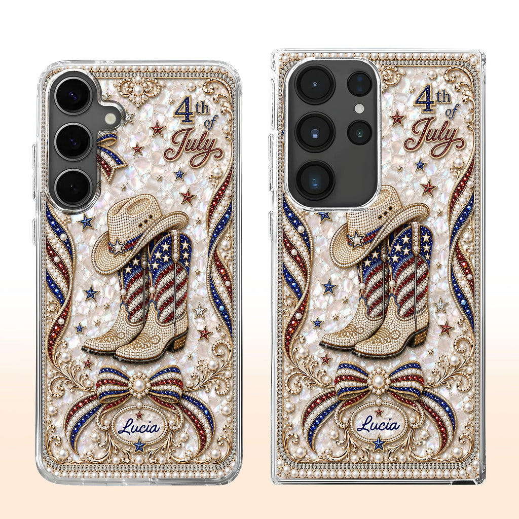 Personalized Clear Phone Case Custom Name for 4th of July Clear Phone Case GradoCreations