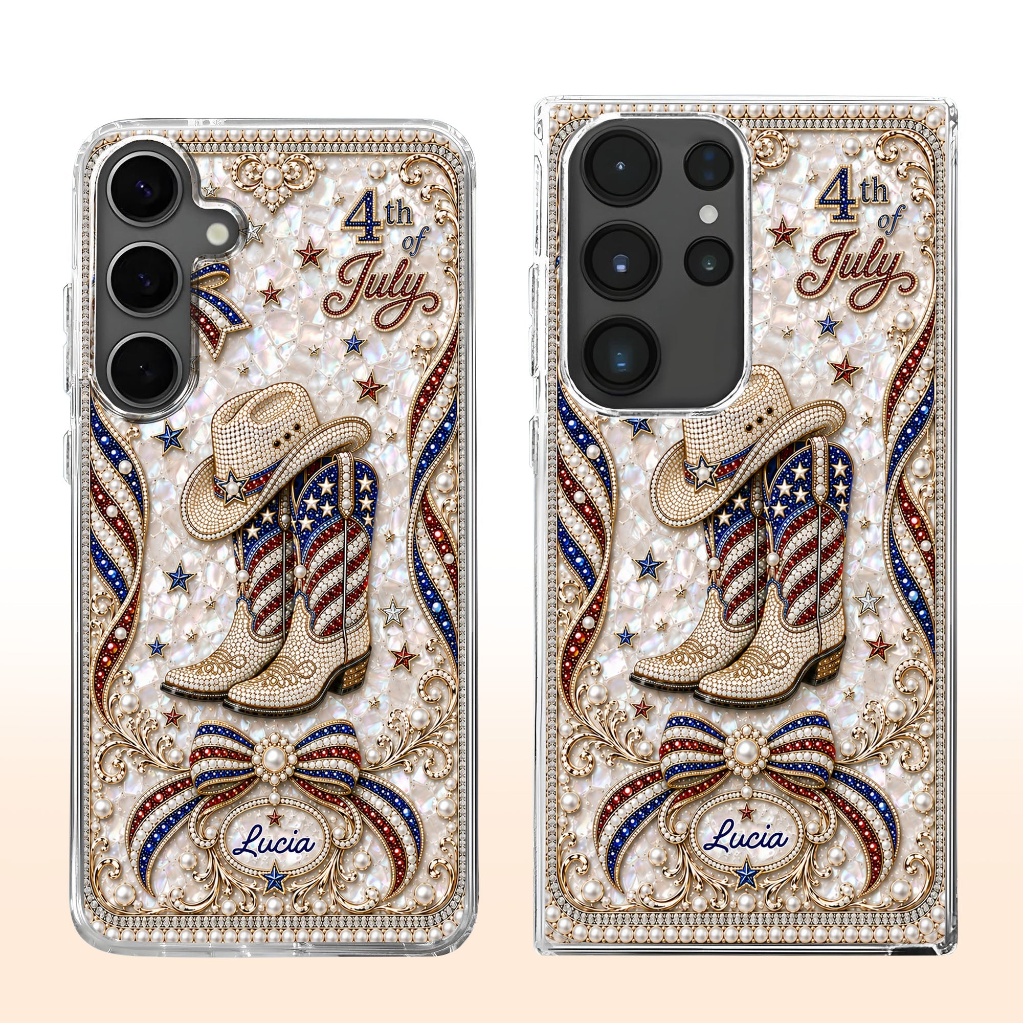 Personalized Clear Phone Case Custom Name for 4th of July