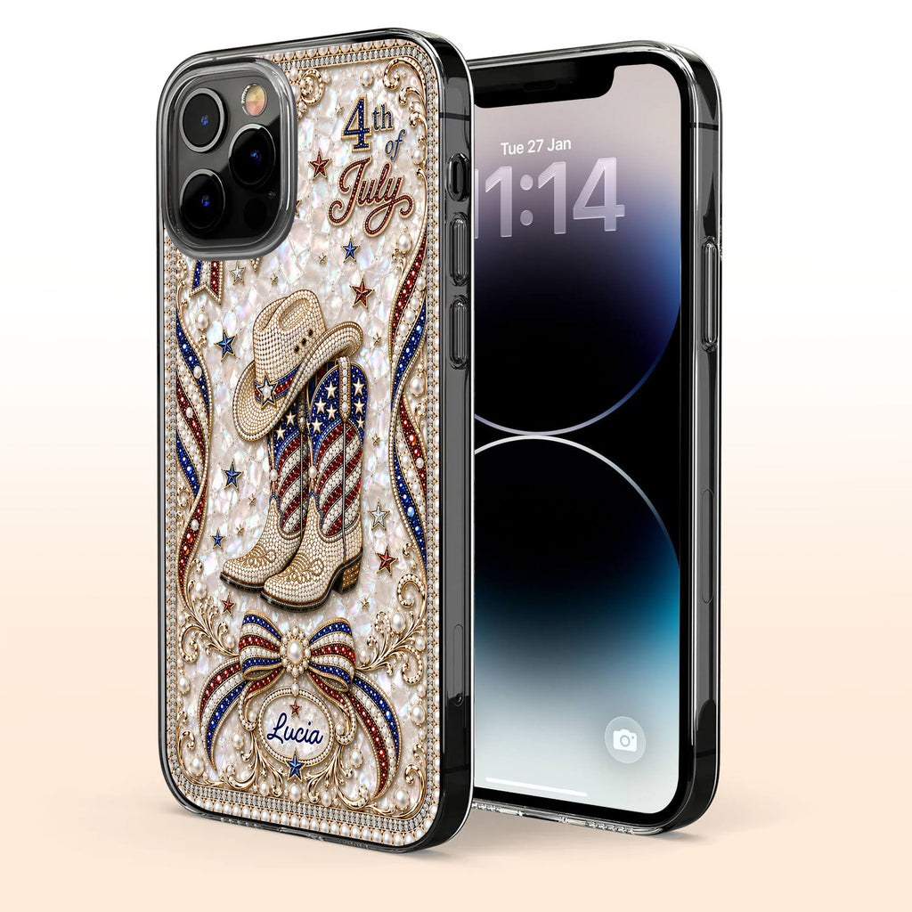 Personalized Clear Phone Case Custom Name for 4th of July Clear Phone Case GradoCreations