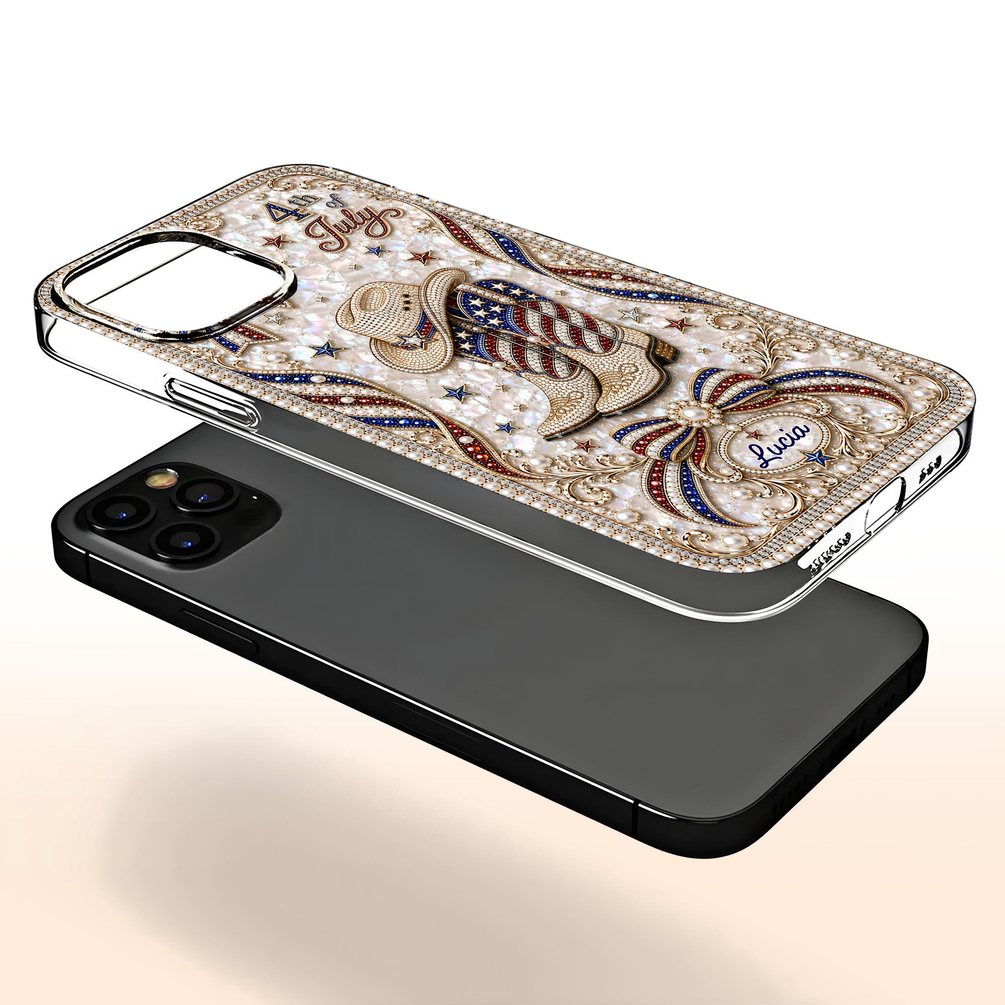 Personalized Clear Phone Case Custom Name for 4th of July Clear Phone Case GradoCreations