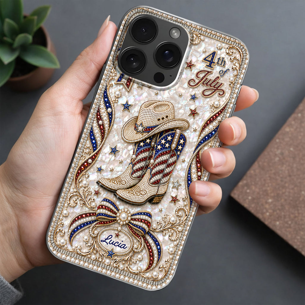 Personalized Clear Phone Case Custom Name for 4th of July Clear Phone Case GradoCreations