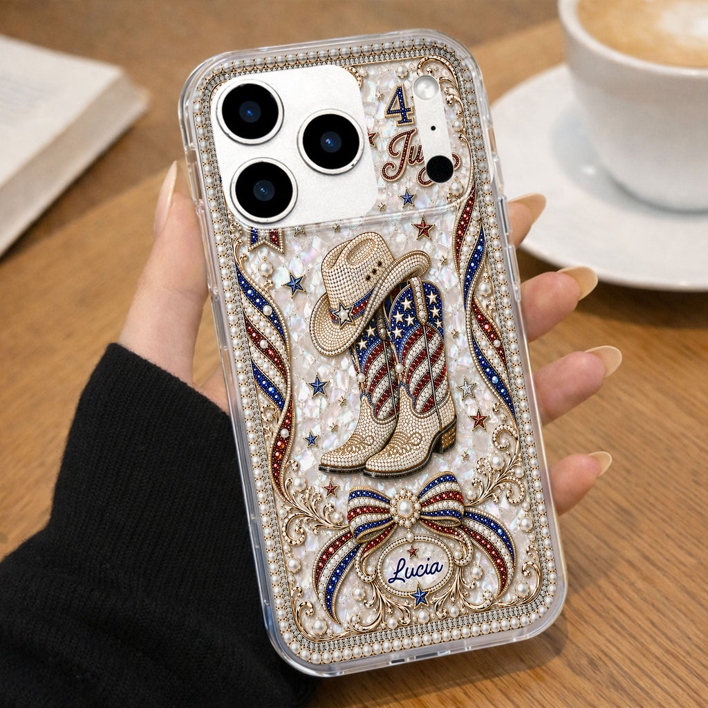 Personalized Clear Phone Case Custom Name for 4th of July Clear Phone Case GradoCreations