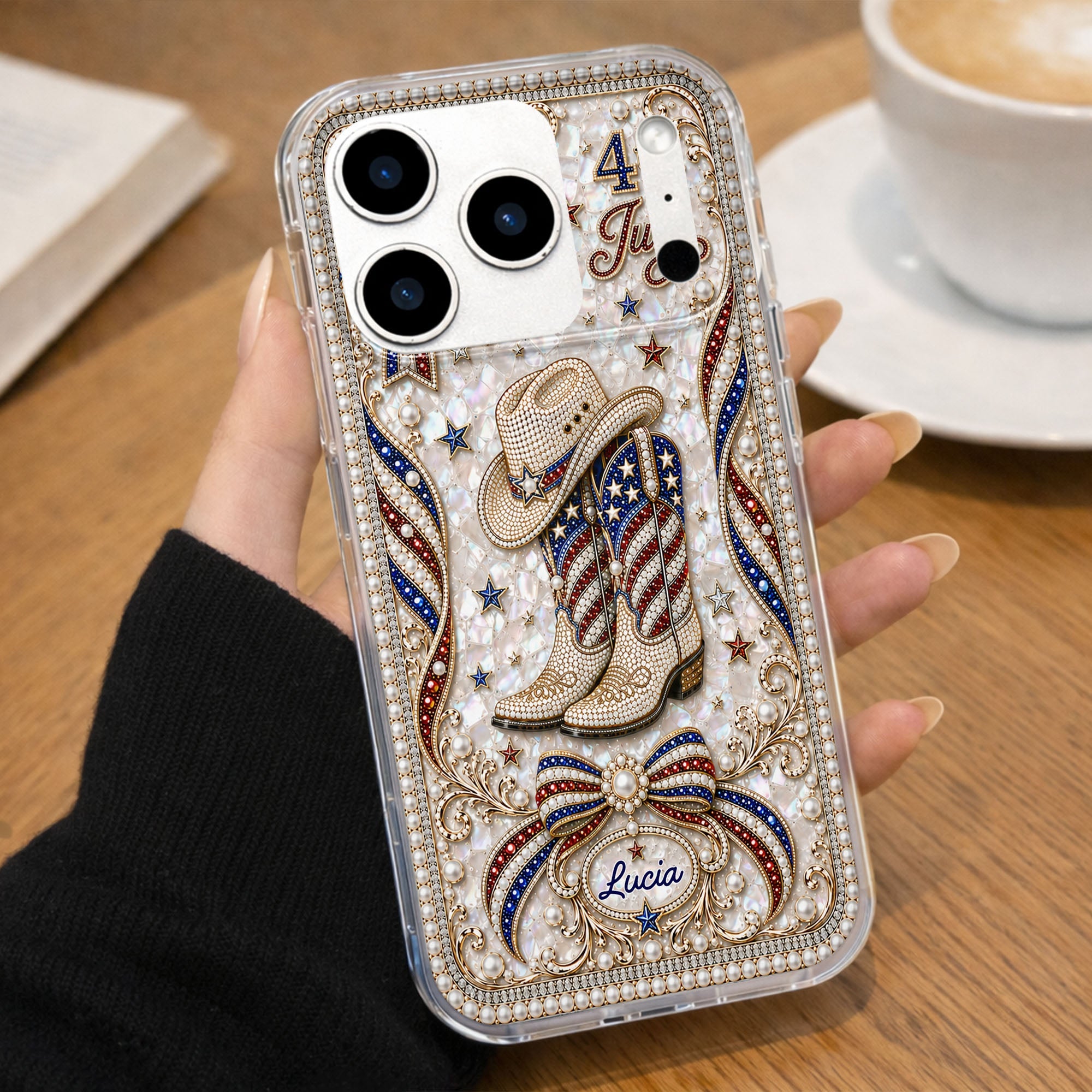 Personalized Clear Phone Case Custom Name for 4th of July Clear Phone Case GradoCreations
